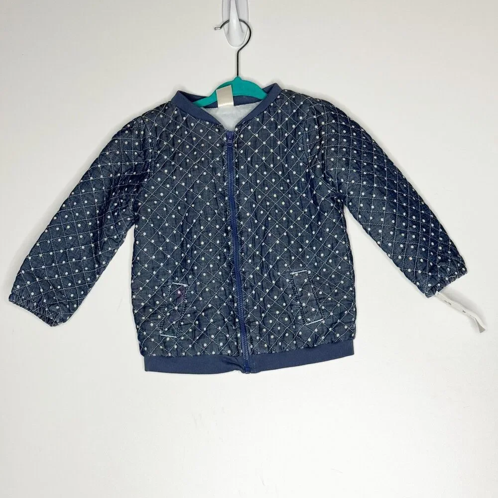 NEW OshKosh Baby B'gosh Quilted Polka Dot Jacket Toddler Girls Size 24 Months
